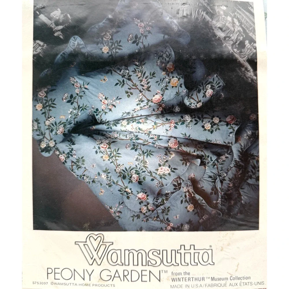 Vintage Wamsutta Standard Pillow Sham Peony Garden Winterthur Museum NOS Sealed